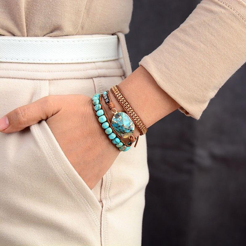 Türkis Beruhigende Energie Wickelarmband | Shop Nory