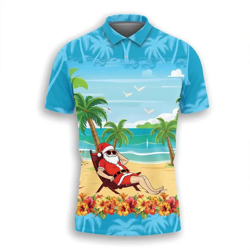 Shopnory | Santa Claus Polo Shirt - Stylisches Herren-Polohemd mit festlichem Design und bequemer Passform