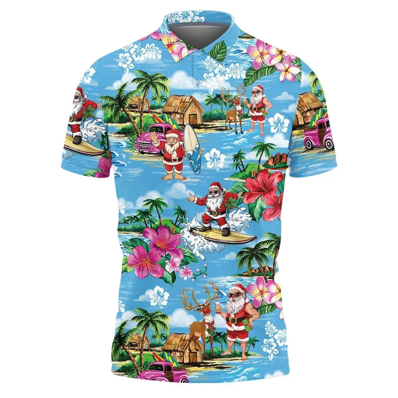 Shopnory | Santa Claus Polo Shirt - Stylisches Herren-Polohemd mit festlichem Design und bequemer Passform