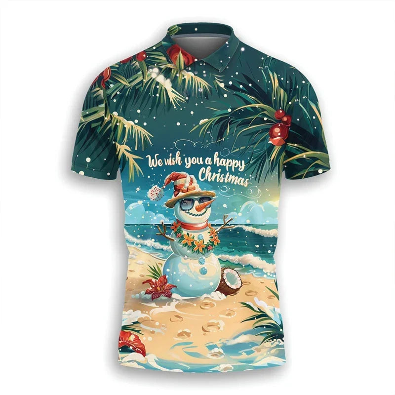 Shopnory | Santa Claus Polo Shirt - Stylisches Herren-Polohemd mit festlichem Design und bequemer Passform