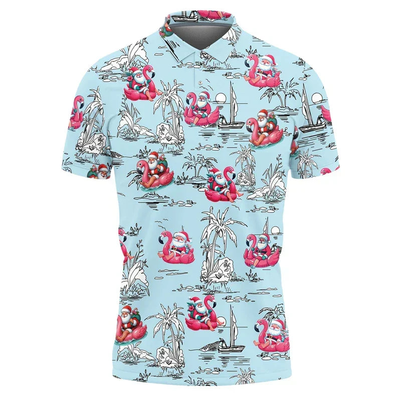 Shopnory | Santa Claus Polo Shirt - Stylisches Herren-Polohemd mit festlichem Design und bequemer Passform