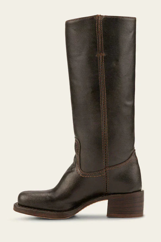 Hohe Stiefel - Damen Leder Blockabsatz Kniehohe Stiefel