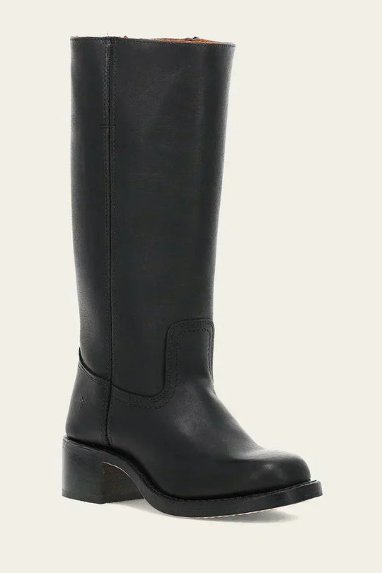Hohe Stiefel - Damen Leder Blockabsatz Kniehohe Stiefel