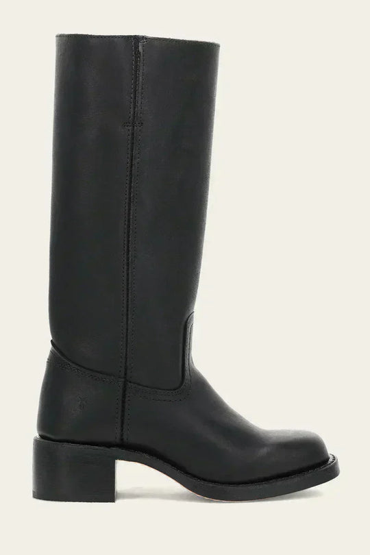 Hohe Stiefel - Damen Leder Blockabsatz Kniehohe Stiefel