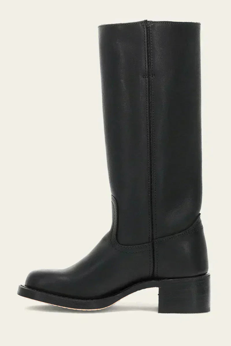 Hohe Stiefel - Damen Leder Blockabsatz Kniehohe Stiefel