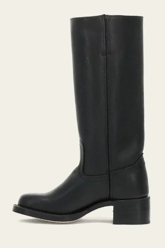 Hohe Stiefel - Damen Leder Blockabsatz Kniehohe Stiefel