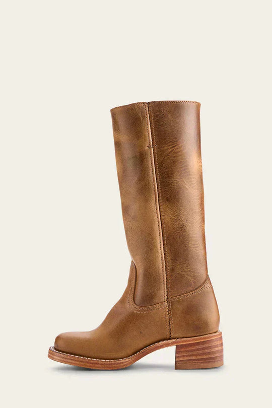 Hohe Stiefel - Damen Leder Blockabsatz Kniehohe Stiefel