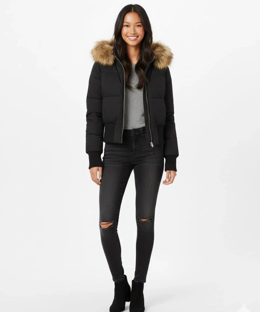Damen Gesteppt Winterjacke mit Warm & Abnehmbarer Kapuze | ShopNory