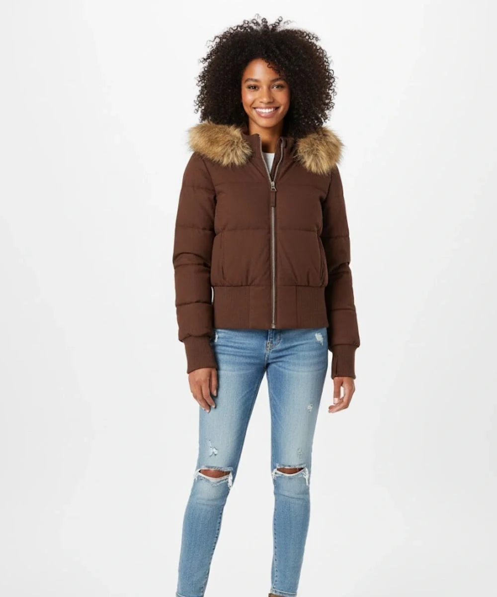 Damen Gesteppt Winterjacke mit Warm & Abnehmbarer Kapuze | ShopNory