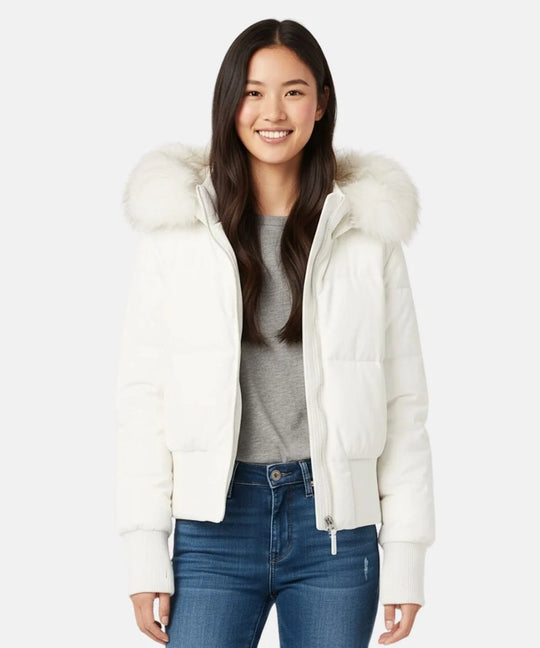 Damen Gesteppt Winterjacke mit Warm & Abnehmbarer Kapuze | ShopNory