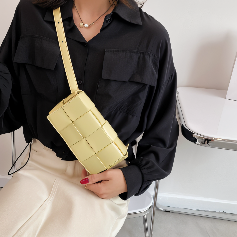 GShopnorylockte Umhängetasche Vegan Leder Damen Geflochtene Tasche Frauen