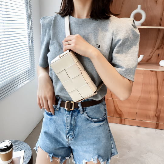 GShopnorylockte Umhängetasche Vegan Leder Damen Geflochtene Tasche Frauen