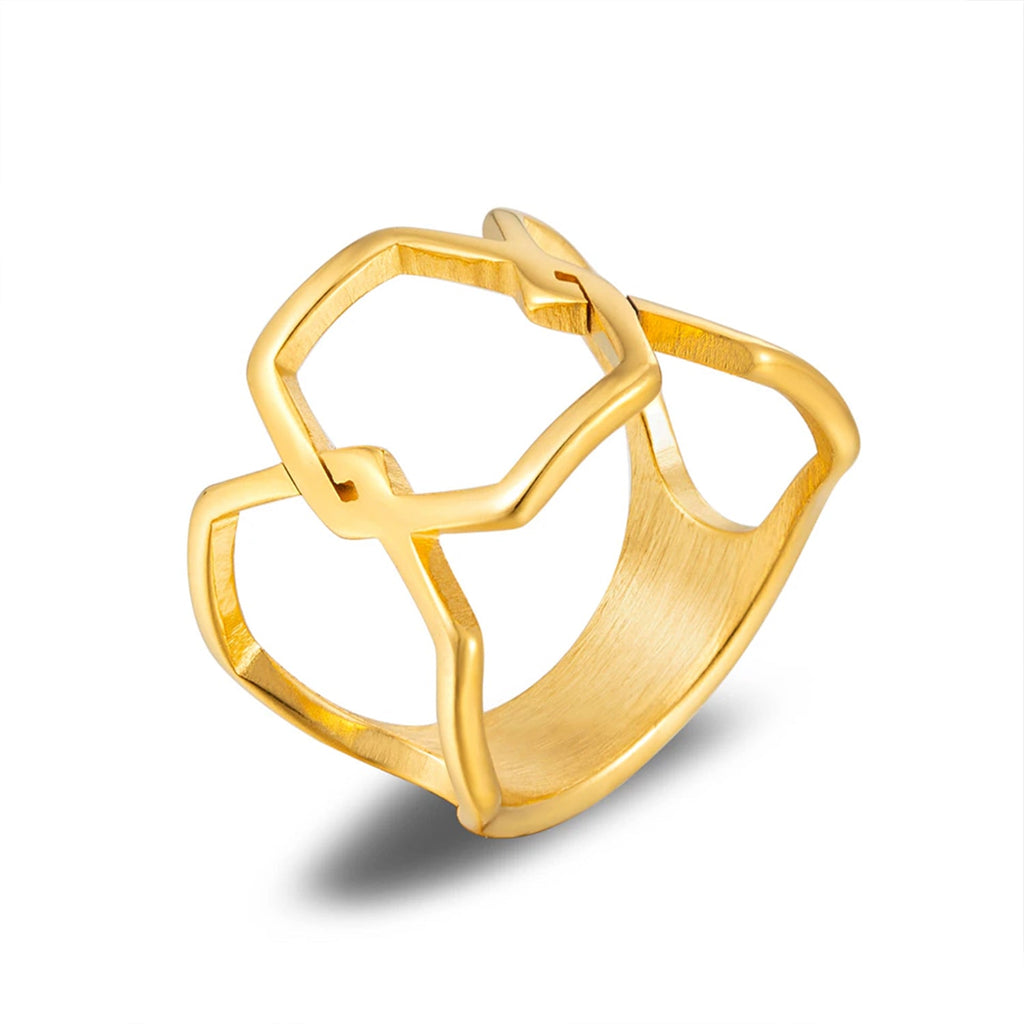 Hollow Temperament Metall Textur Ring | Shop Nory
