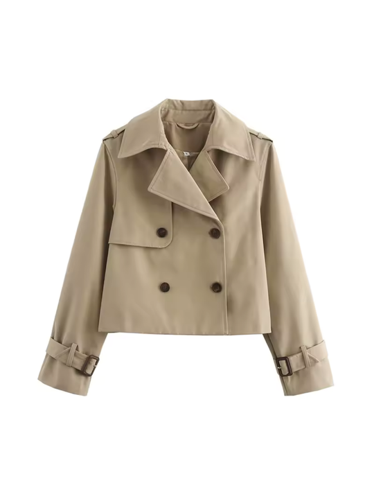Damen Wasserdichter Trenchcoat Mit Gürtel Manschetten und Reverskragen
