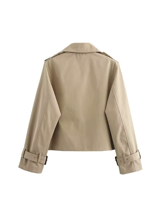 Damen Wasserdichter Trenchcoat Mit Gürtel Manschetten und Reverskragen