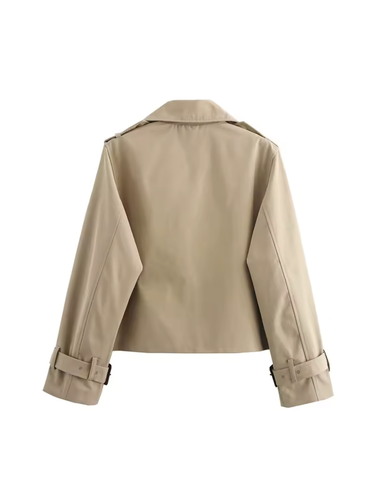 Damen Wasserdichter Trenchcoat Mit Gürtel Manschetten und Reverskragen