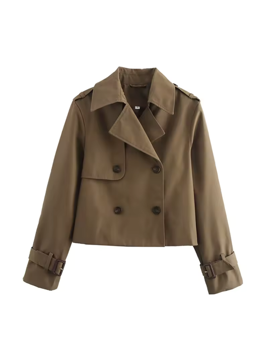 Damen Wasserdichter Trenchcoat Mit Gürtel Manschetten und Reverskragen