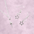 Cosmos Silber Schmuckset - Blitz Halskette und Stern Ohrringe | Shop Nory