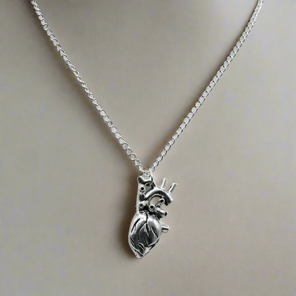Silber Anatomisches Herz Anhänger Halskette | Shop Nory
