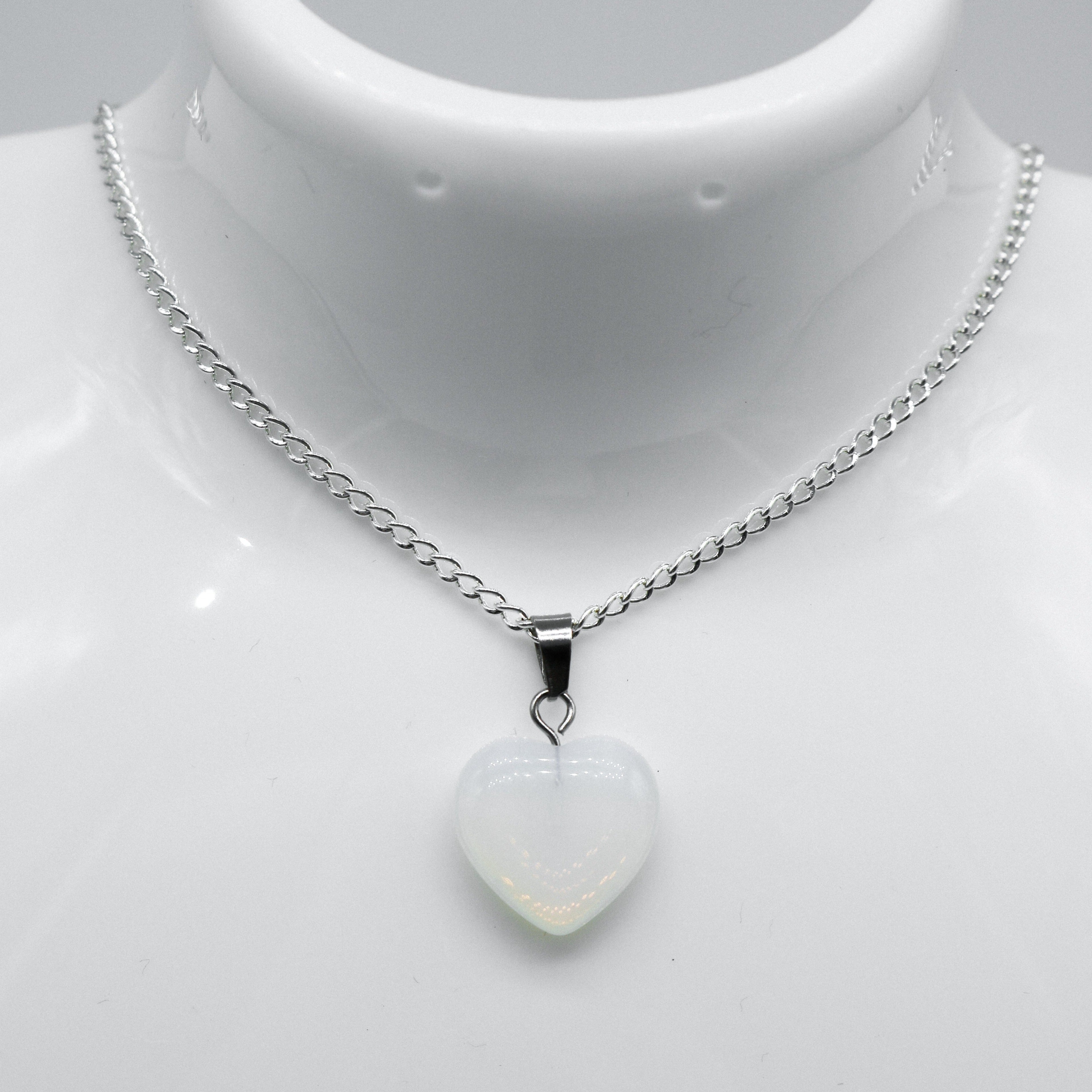 Silber Opal Herz Anhänger Halskette | Shop Nory