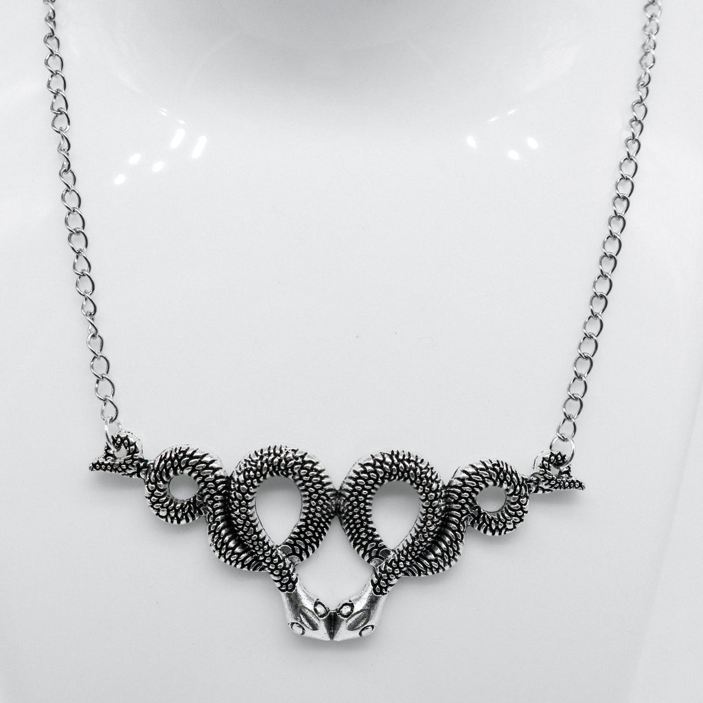 Silver Gothic Double Snake Charm Necklace | Shop Nory