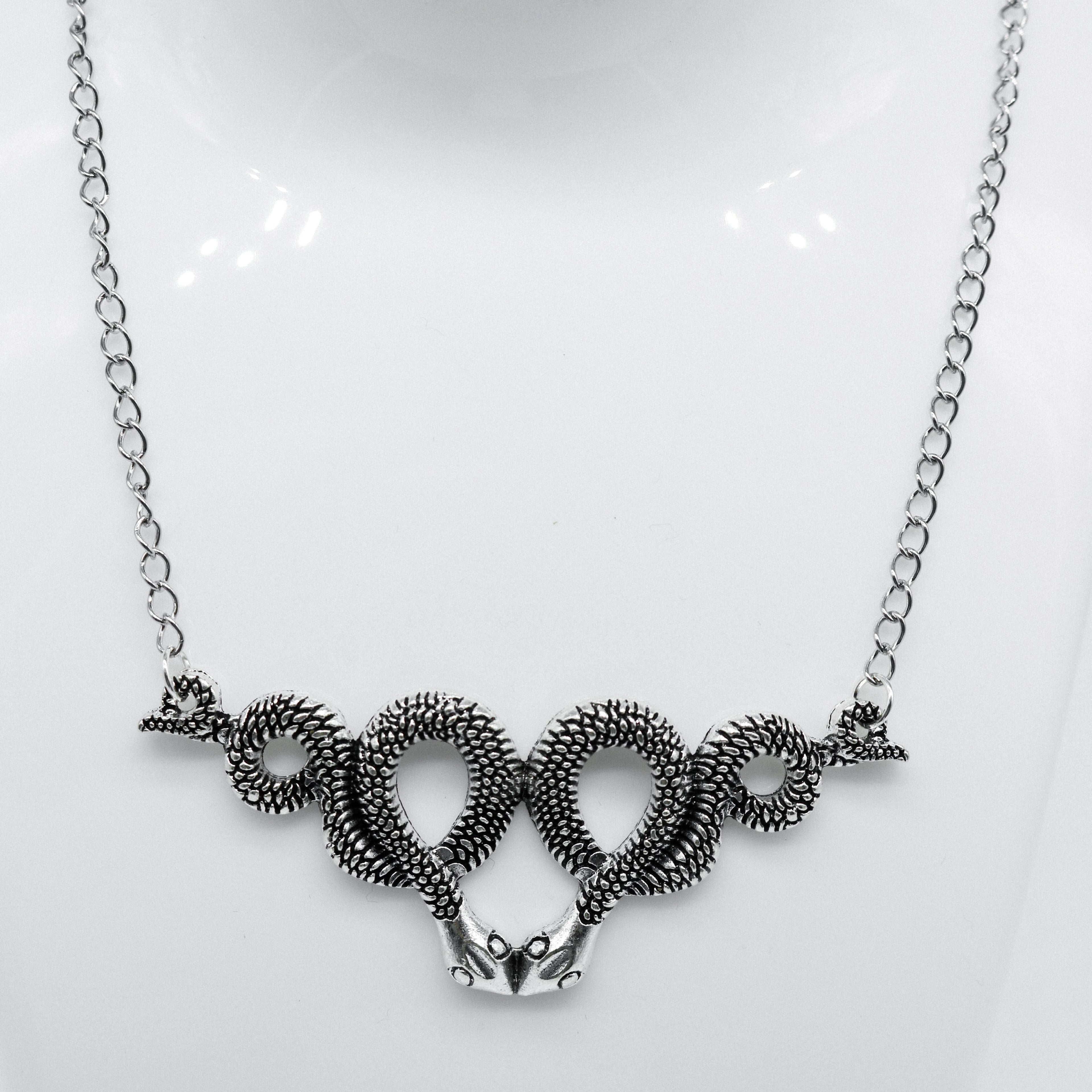 Silver Gothic Double Snake Charm Necklace | Shop Nory