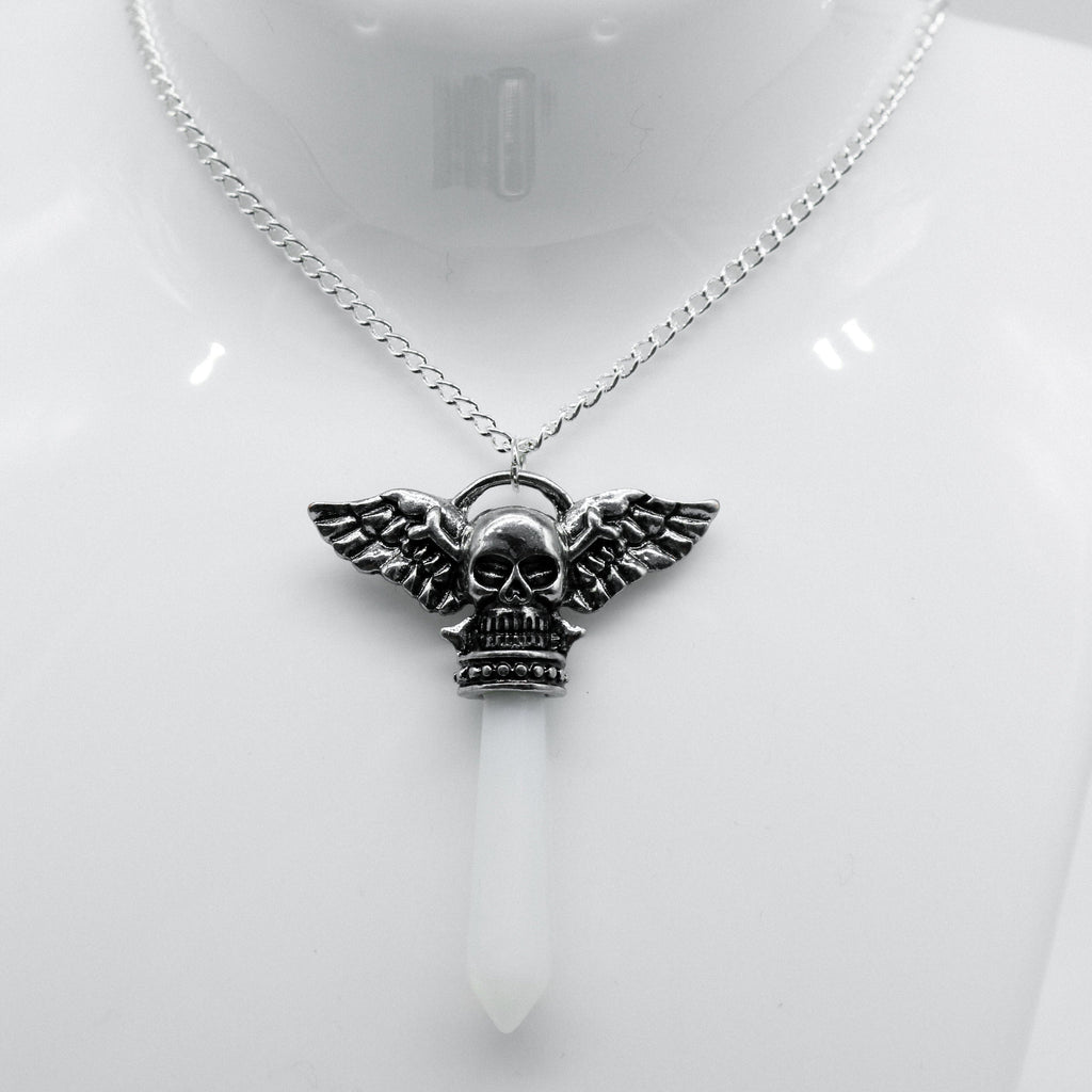 Silver Opal Dagger Skull Charm Necklace | Shop Nory