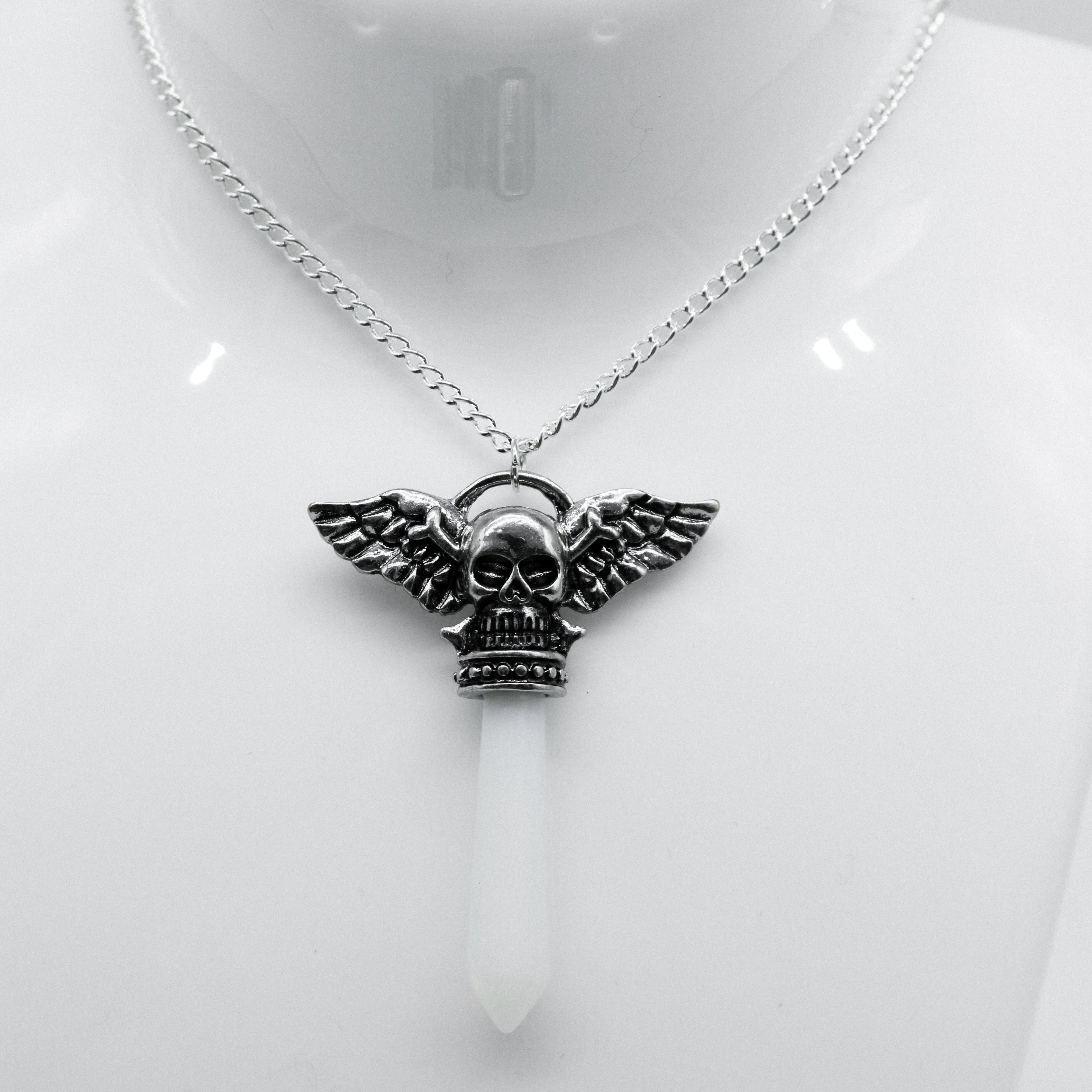 Silber Opal Dolch Schädel Charm Halskette | Shop Nory
