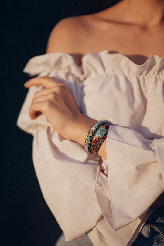 Türkis Beruhigende Energie Wickelarmband | Shop Nory