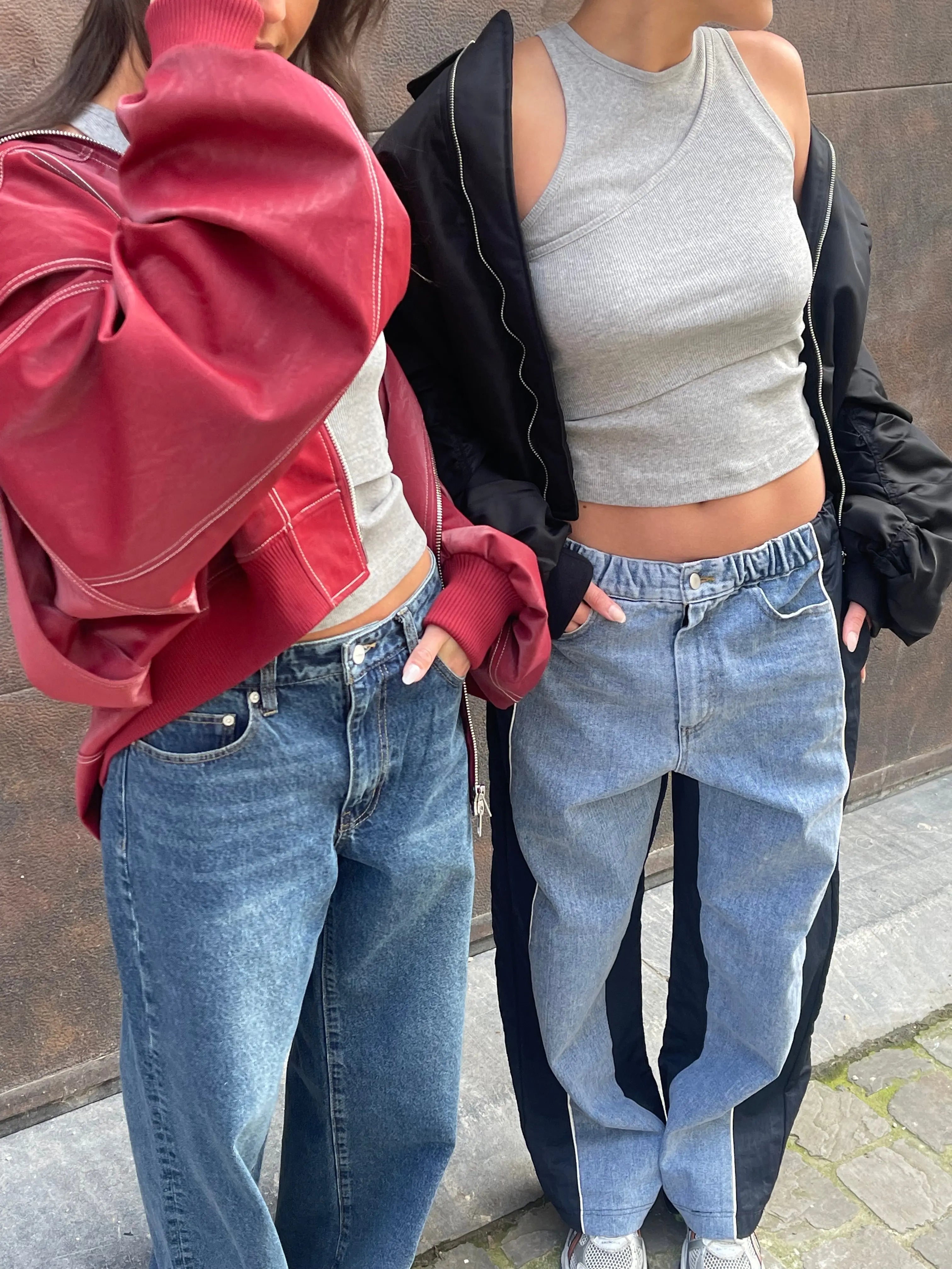 Burgundisch Zip up Jacke in Übergröße mit Kontrastnähten