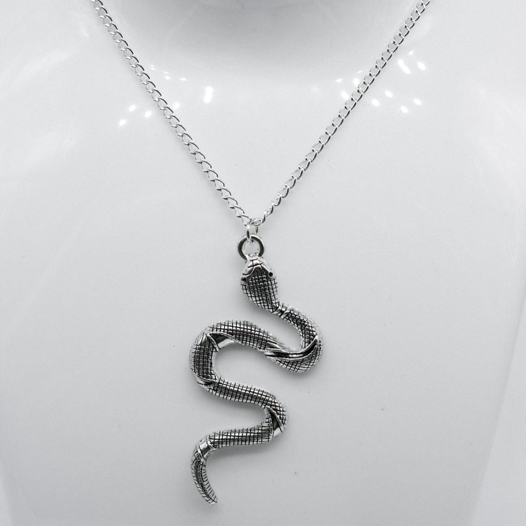 Große Silberne Schlangenanhänger Halskette | Shop Nory