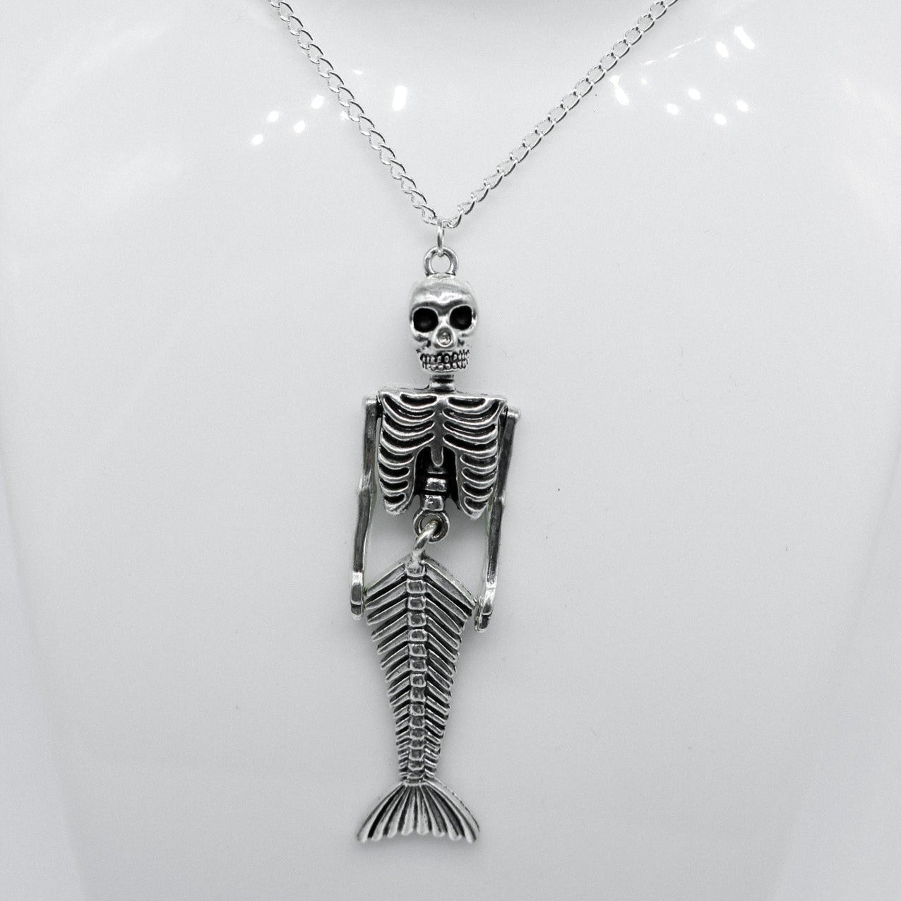 Giant Silver Skeleton Mermaid Necklace | Shop Nory