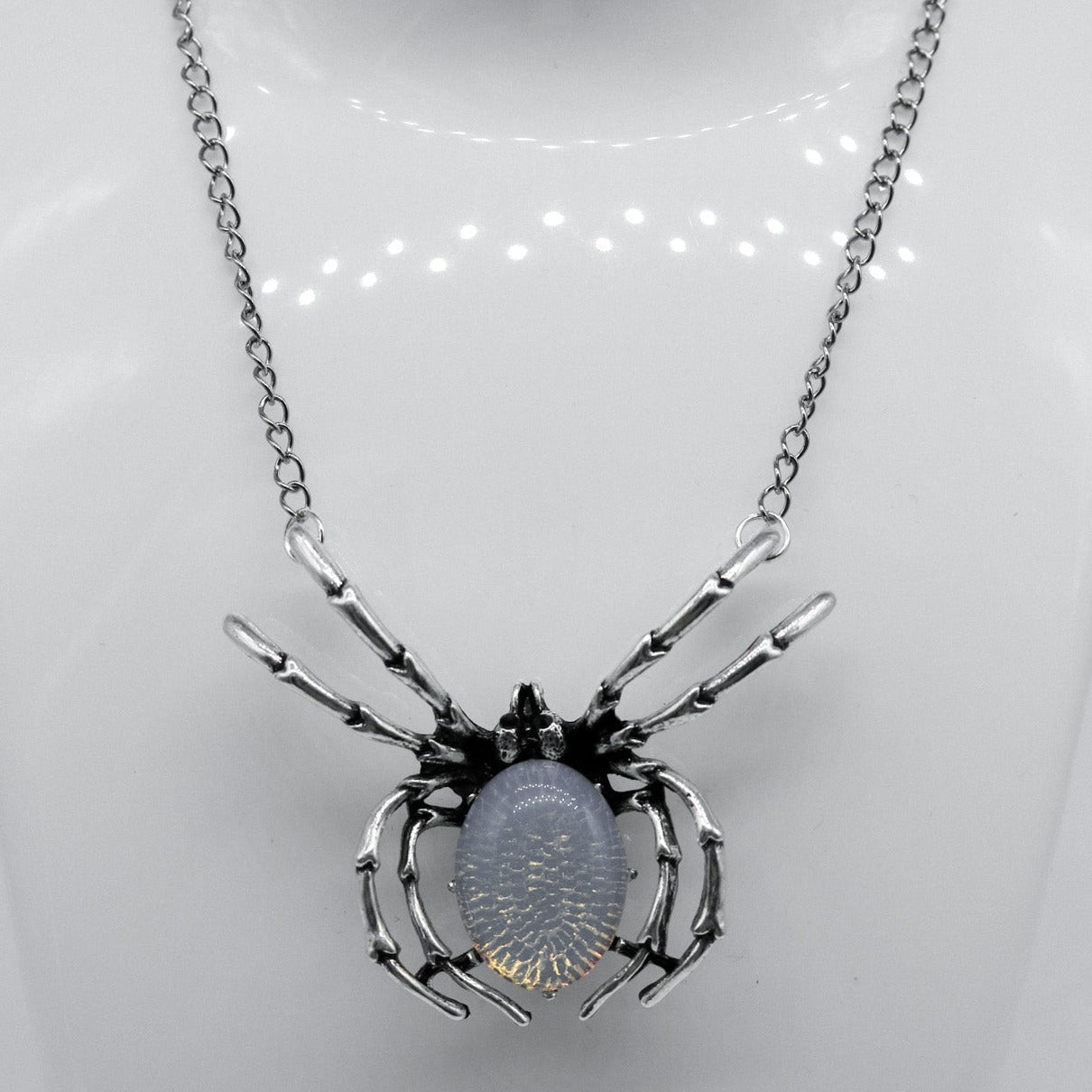 Silver Opal Spider Charm Necklace | Shop Nory