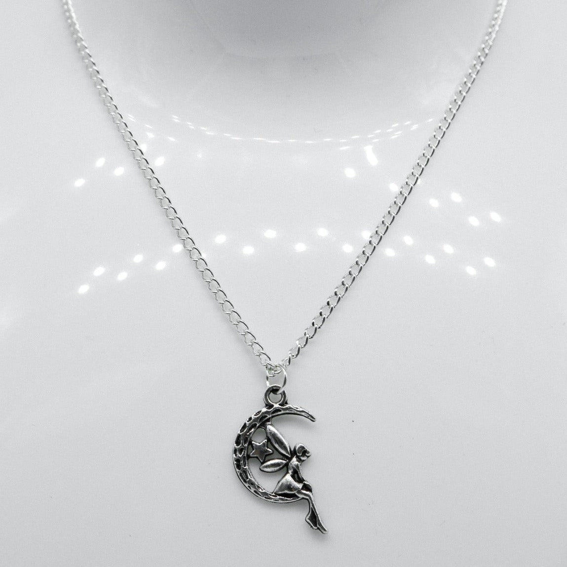 Silber Fee Mond Stern Anhänger Halskette | Shop Nory