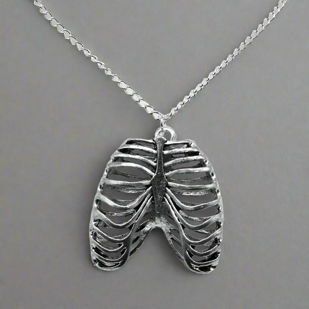 Silver Gothic Rib Cage Charm Necklace | Shop Nory