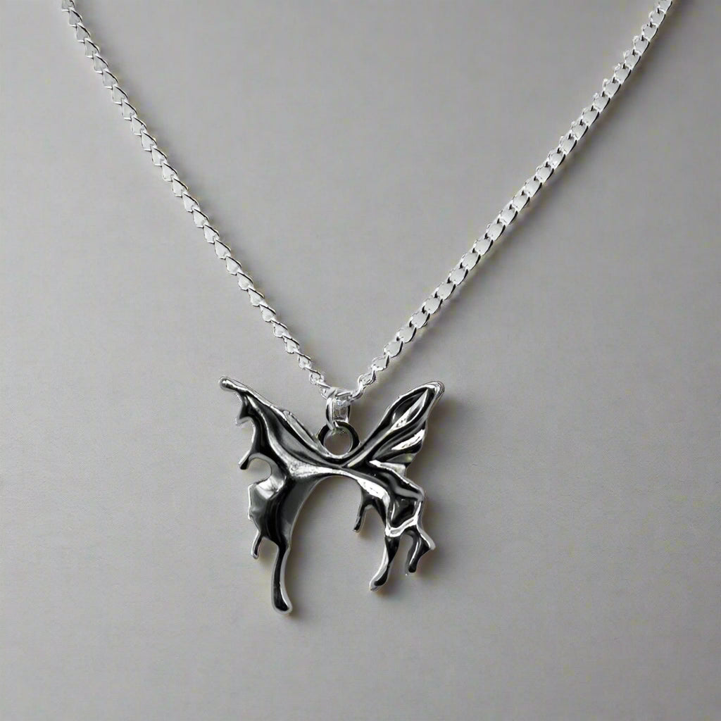 Silver Gothic Butterfly Charm Necklace | Shop Nory