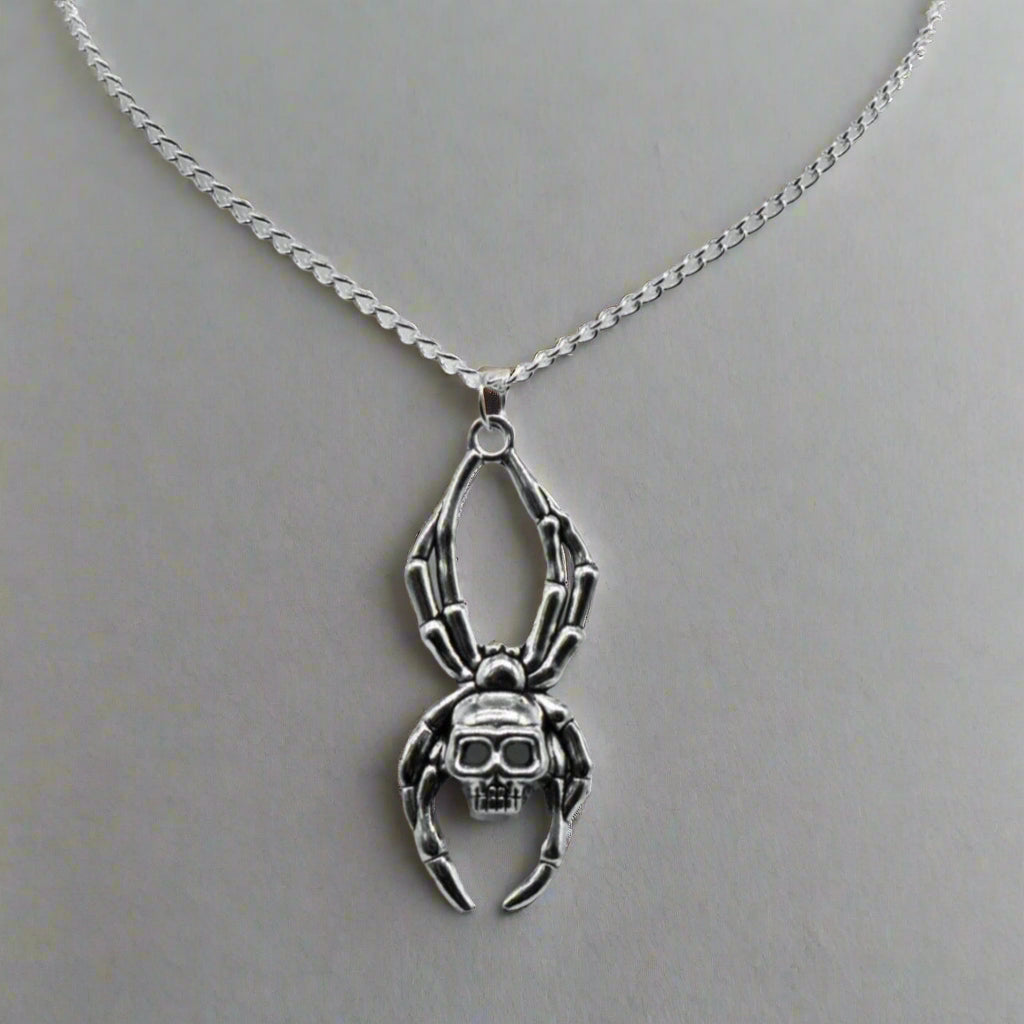 Silver Gothic Spider Skull Charm Necklace | Shop Nory