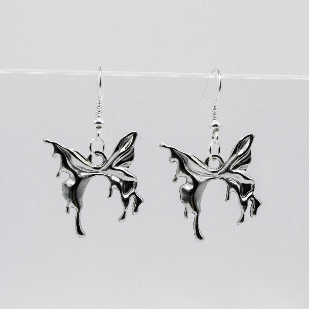 Silver Gothic Butterfly Charm Earrings | Shop Nory