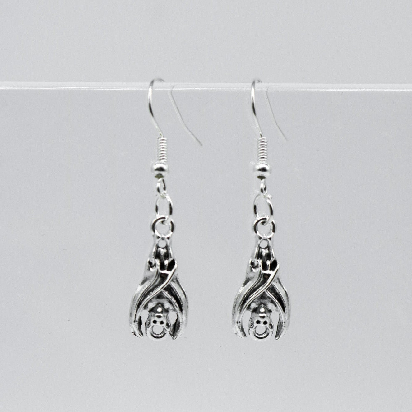 Silver Gothic Bat Charm Earrings | Shop Nory