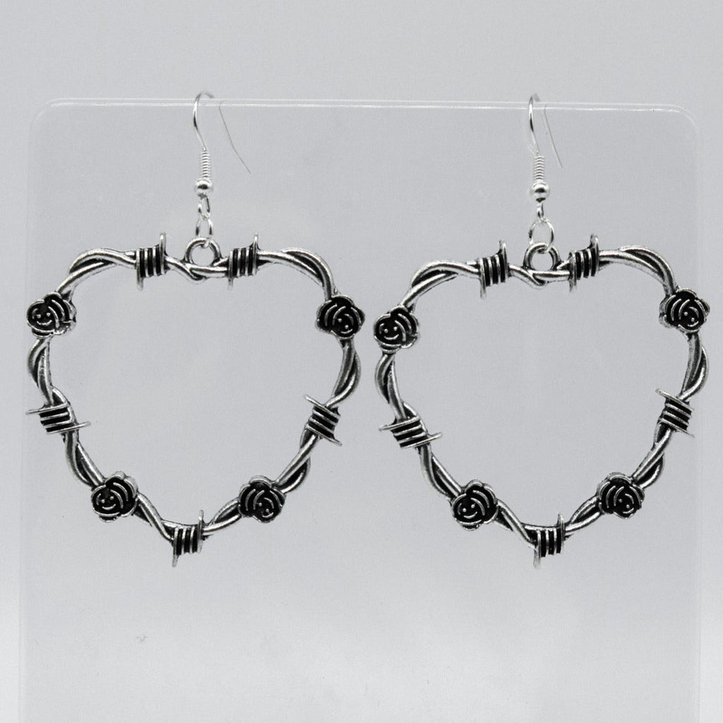 Silber Dornendraht Rose Herz Charm Ohrringe | Shop Nory