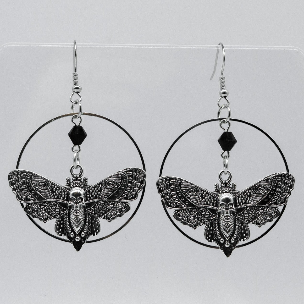 Large Silver Moth Circle Hoop Earrings | Shop Nory