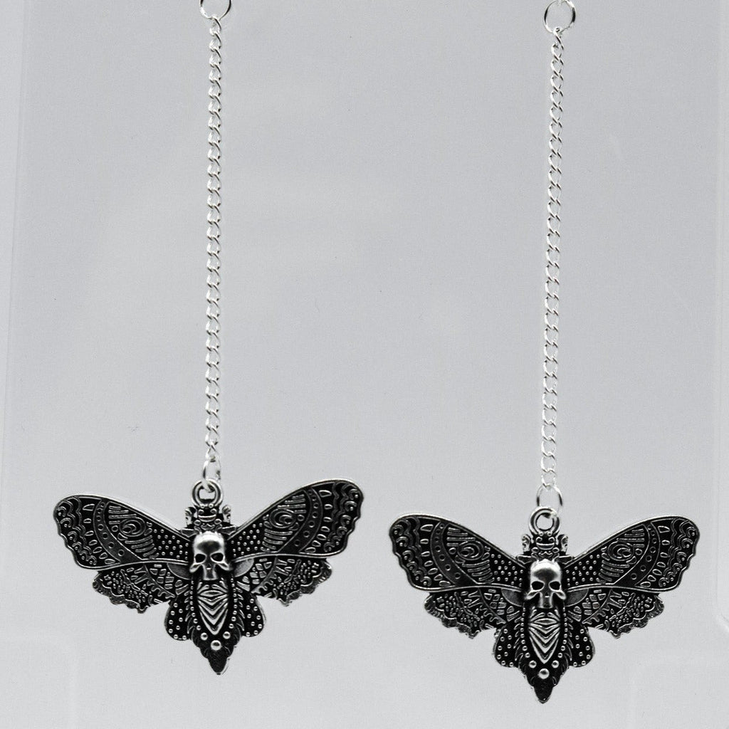 Silver Moth Chain Earrings | Shop Nory