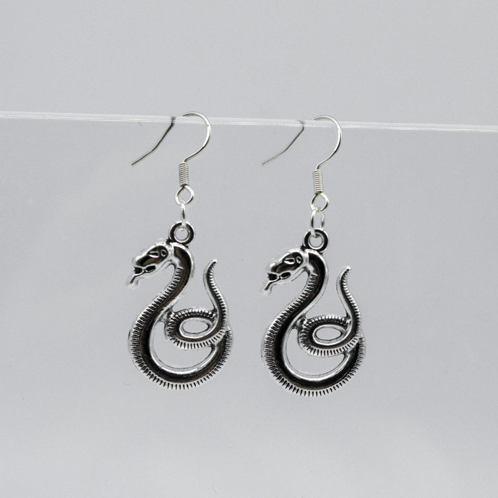 Silver Gothic Serpent Snake Charm Earrings | Shop Nory