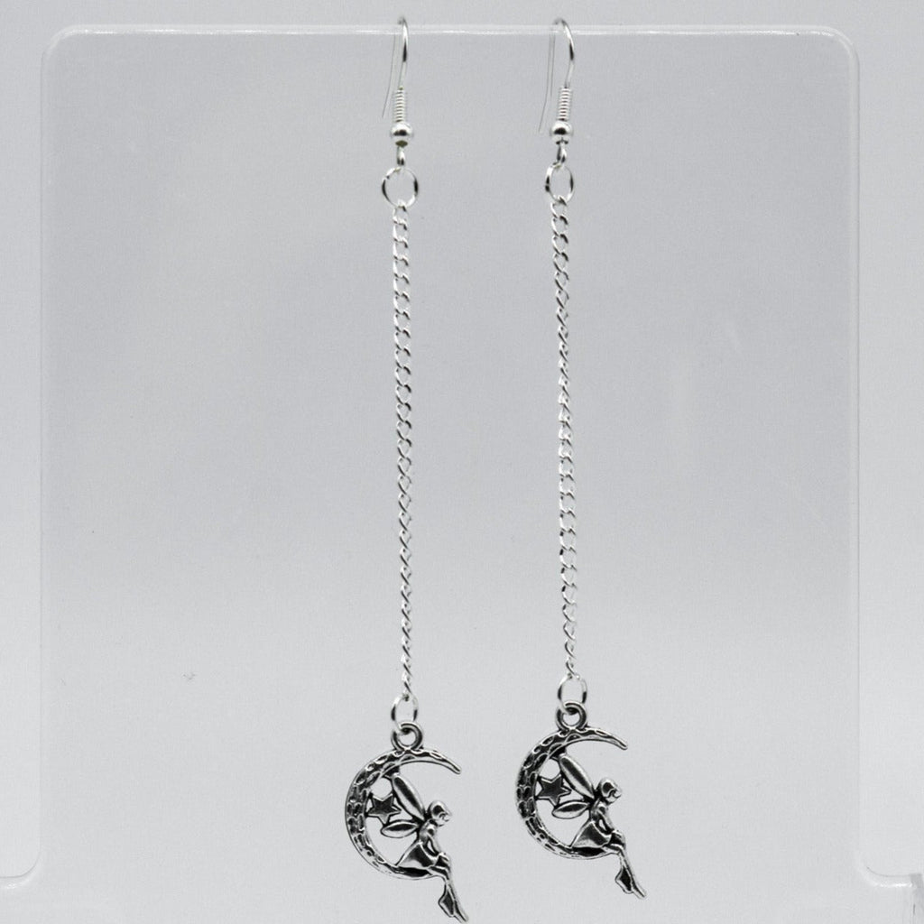 Silberne Fairytale Engel Mond Kette Charm Ohrringe | Shop Nory