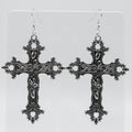 Große Silberne Gothic Punk Kreuz Charm Ohrringe | Shop Nory