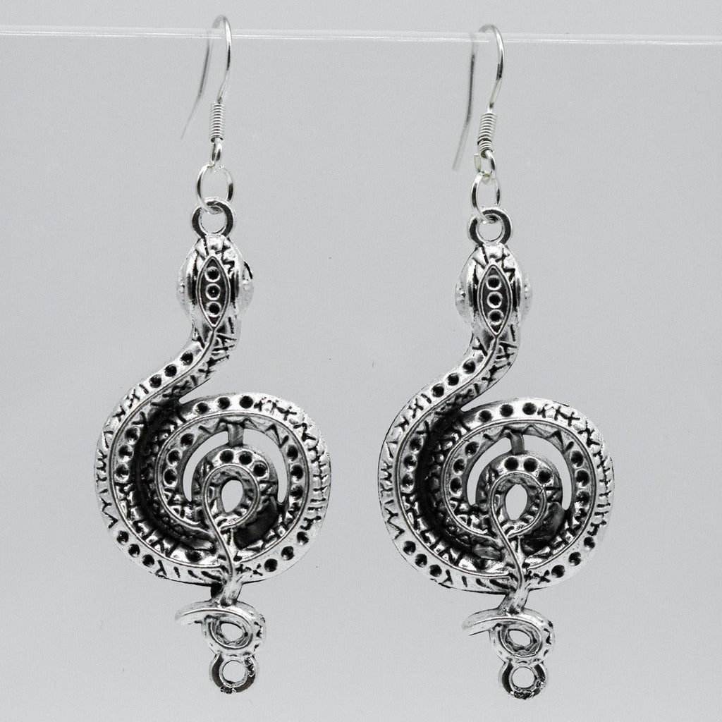 Silver Gothic Python Snake Charm Earrings | Shop Nory