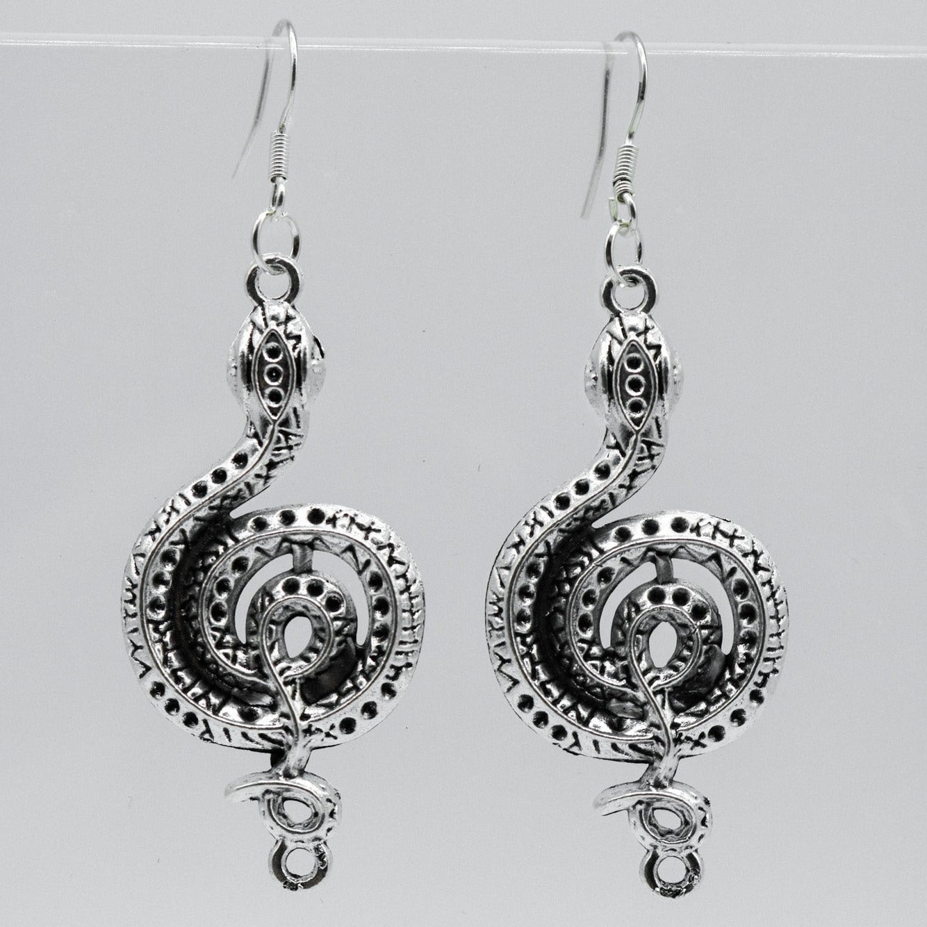 Silver Gothic Python Snake Charm Earrings | Shop Nory