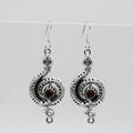 Silver Gothic Python Snake with Red Stone Charm Earrings | Shop Nory