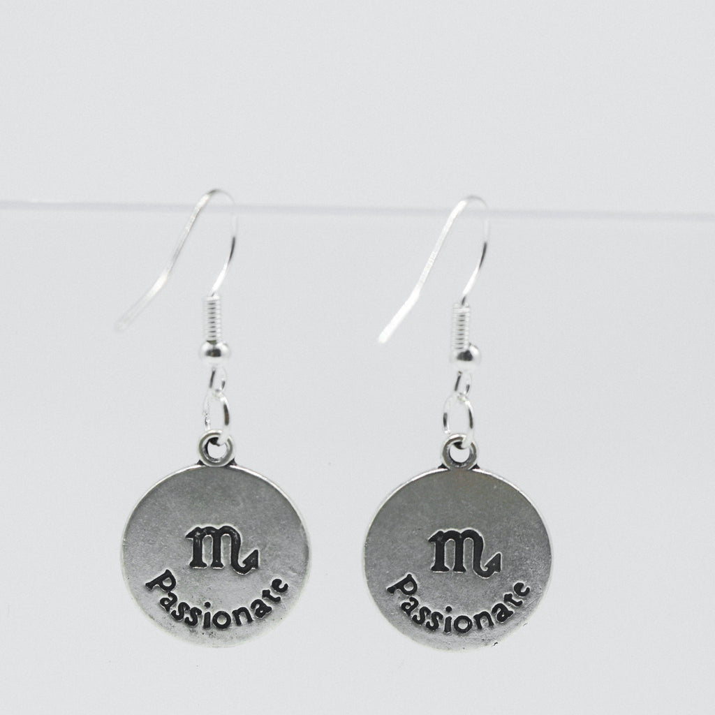 Silver Earrings With Reversible Zodiac Coin Charm | Shop Nory