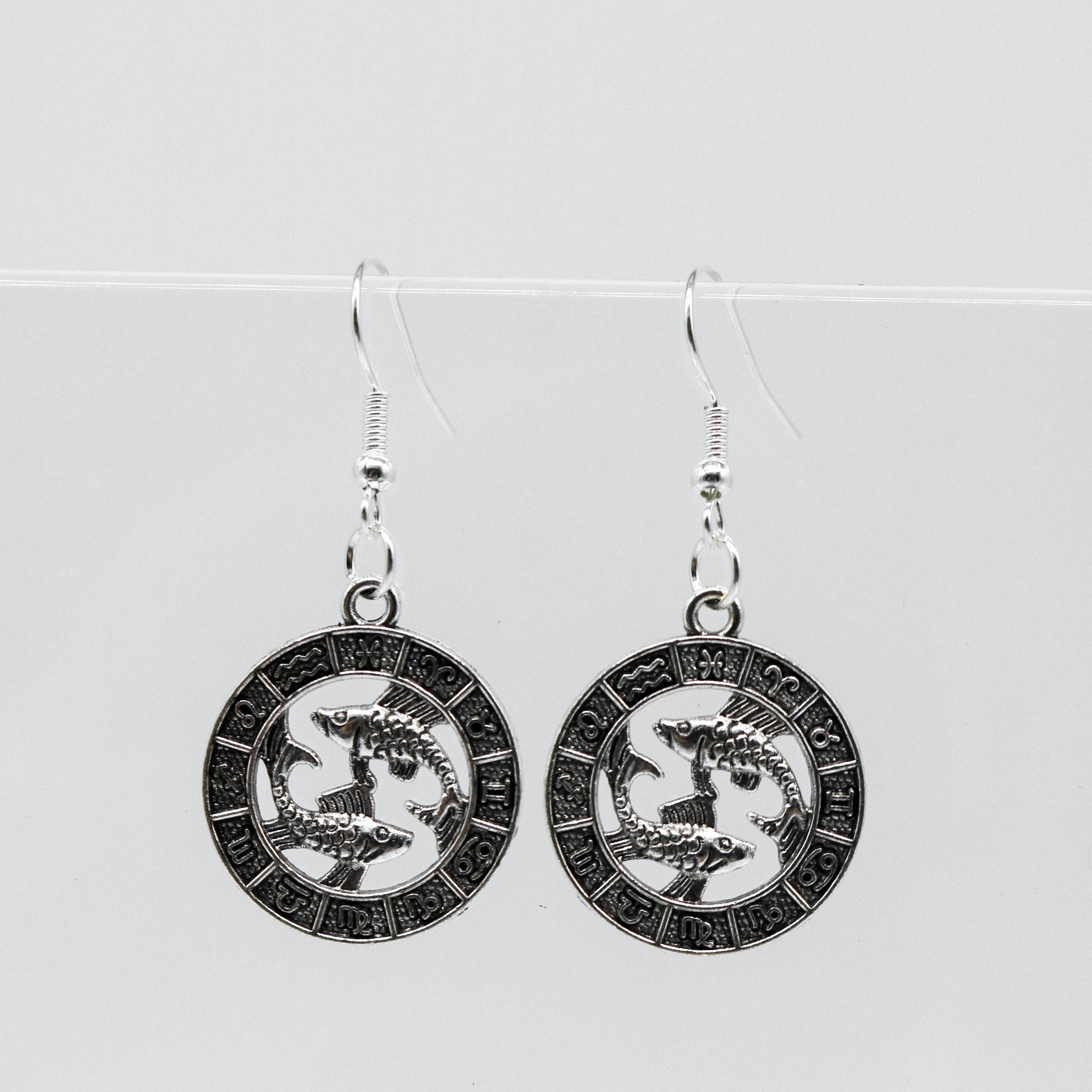 Silberohrringe mit Zodiac-Symbol-Münzanhänger | Shop Nory